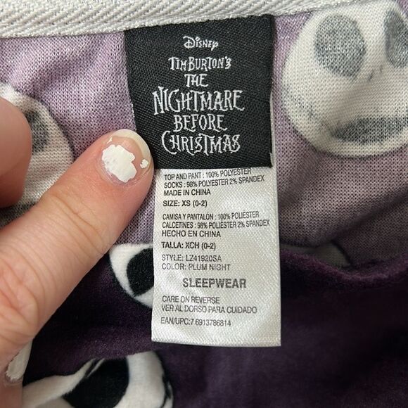Disney Size XS (0-2) Women Dark Purple Nightmare Before Christmas Pajama Set - Picture 5 of 5
